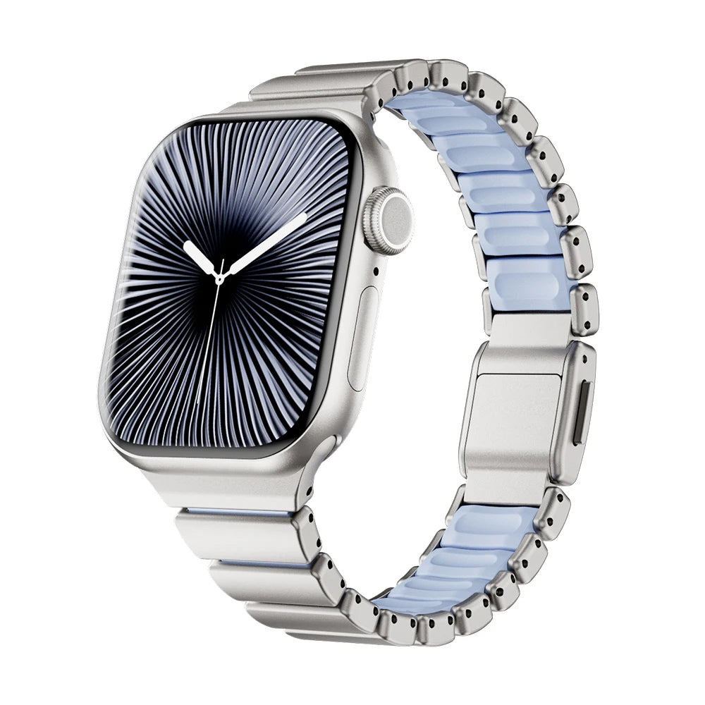 Slim Stainless Steel Rubber Strap for Apple Watch - Versatile & Stylish