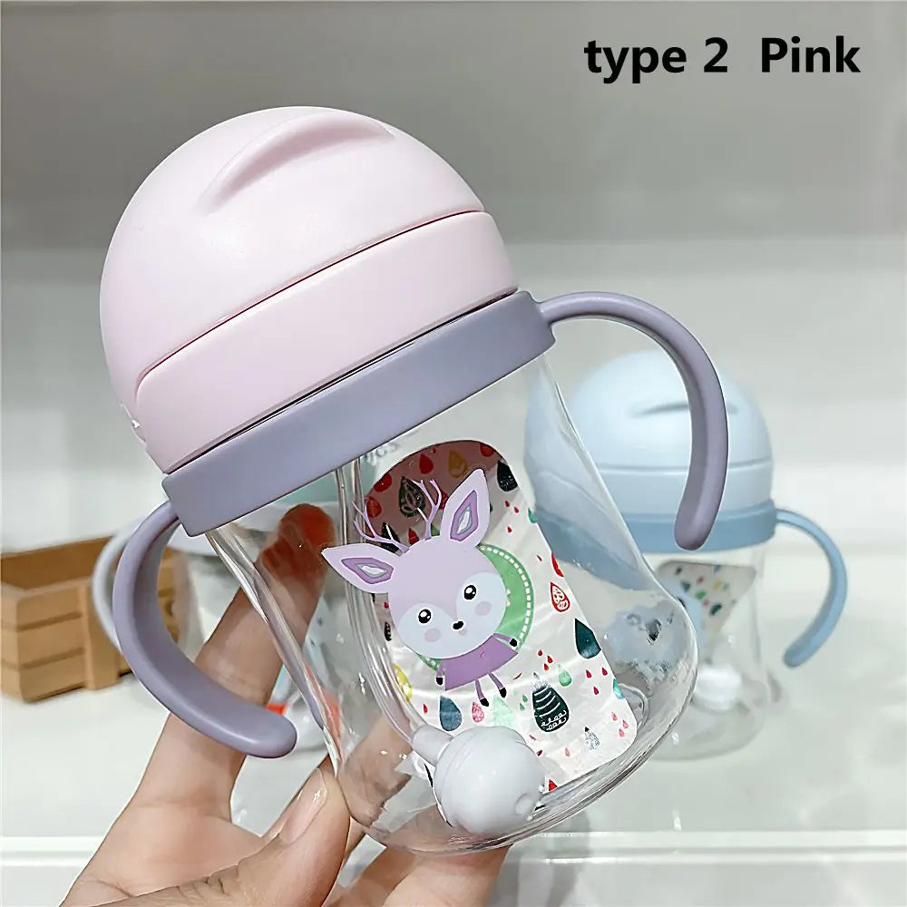 250ML Cartoon Pattern Child Drinking Bottle with Straw