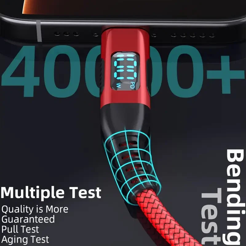 100W Type C to Type C Fast Charging Cable | High-Speed Nylon Braided