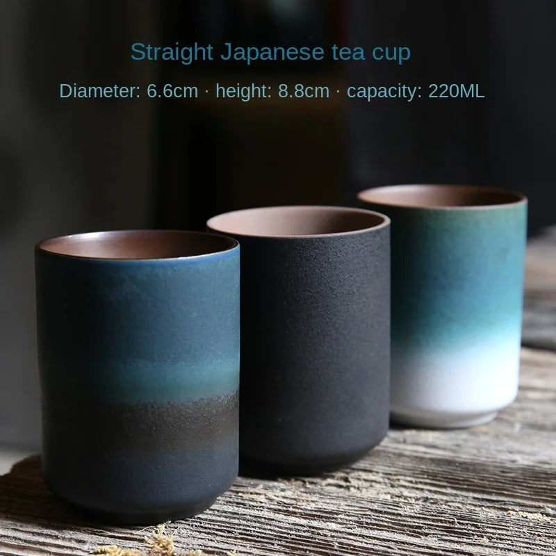 Tazas de café japonesas de gres con gradiente grande | Vajilla elegante