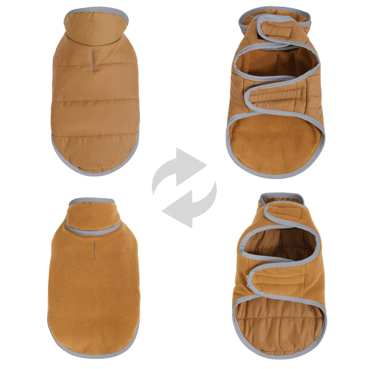 Warm Reversible Fleece Pet Jacket | Stylish Waterproof Coat