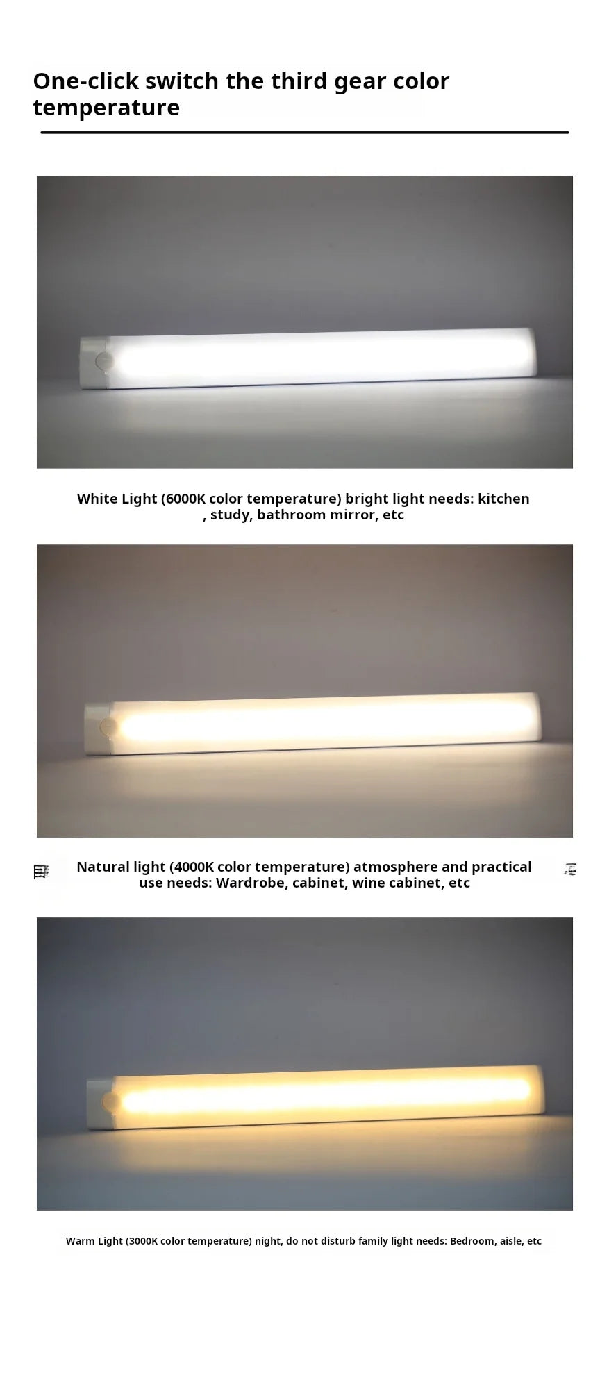 Wireless Rechargeable LED Motion Sensor Cabinet Light for Any Space
