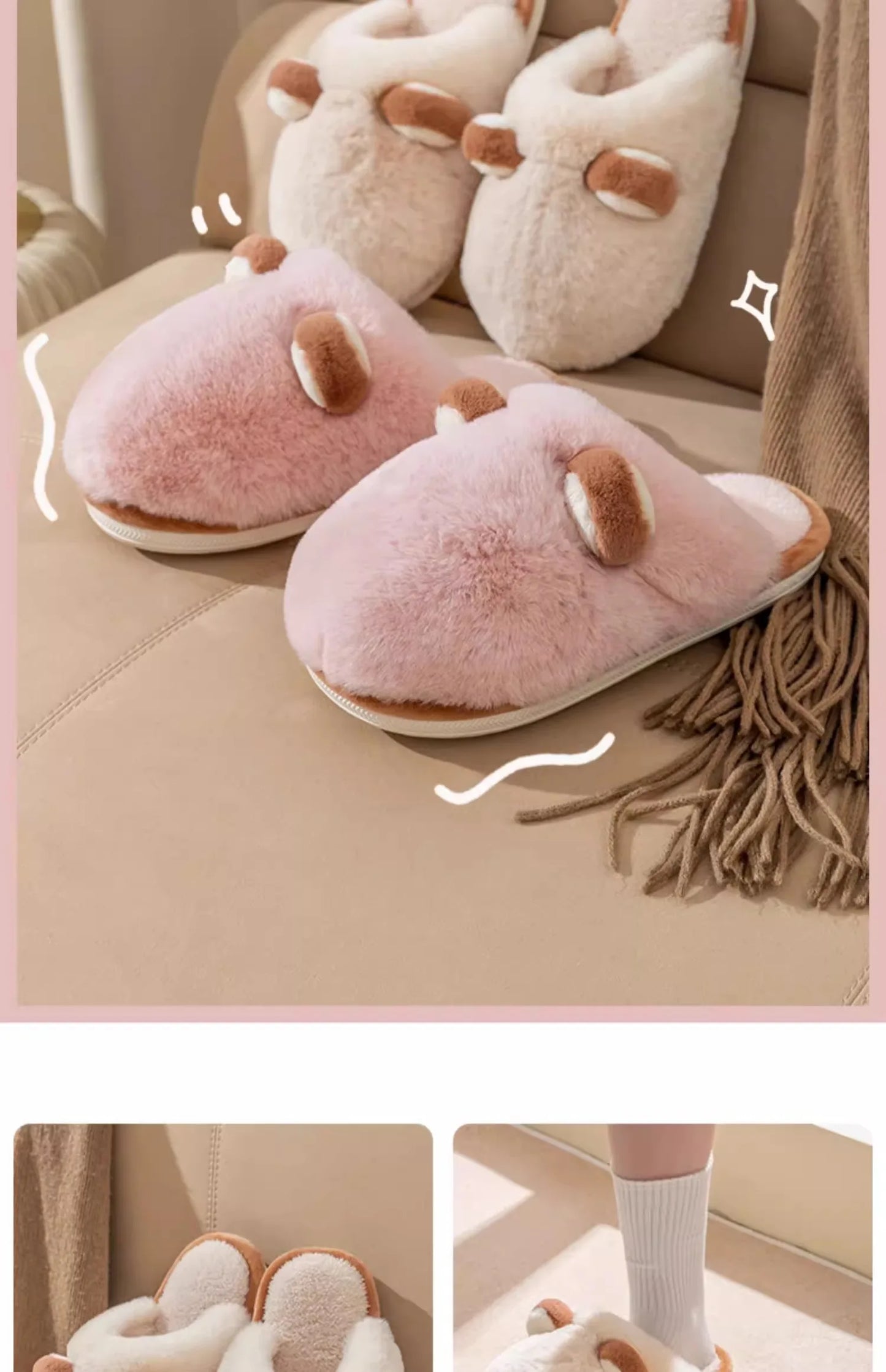 Women's Anti-Slip Plush Cotton Slippers | Cozy Warm Home Footwear