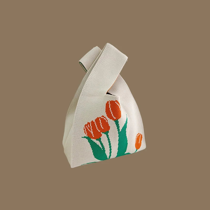 Chic Handmade Knit Mini Knot Wrist Bag for Women | Casual Tote