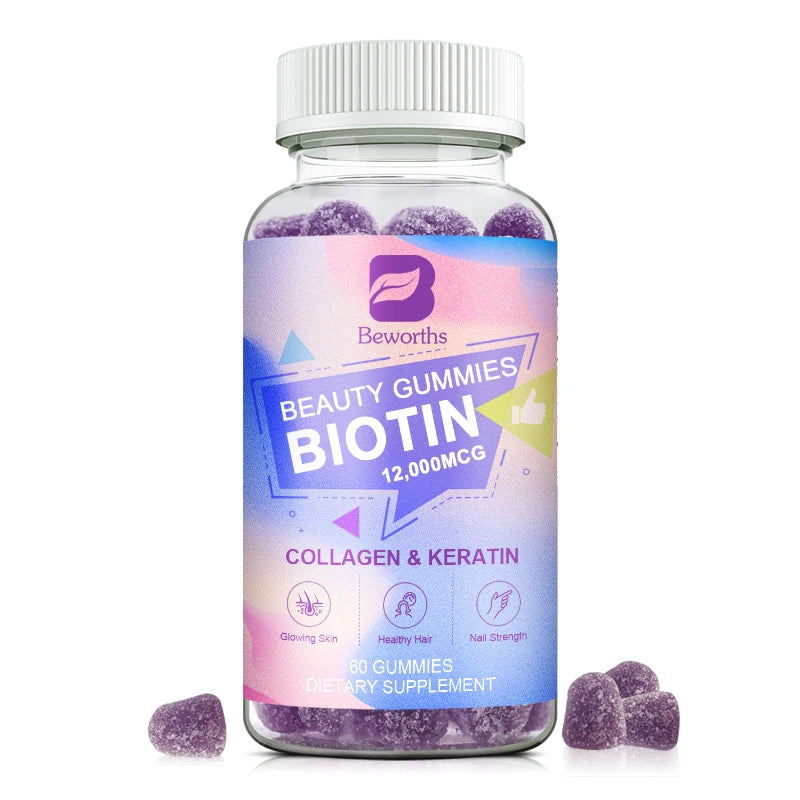 Vitamin Biotin Gummies for Stronger Hair, Skin & Nails - 60 Gummies