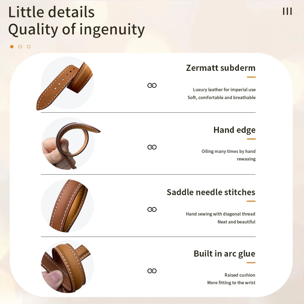 Stylish Double Tour Leather Watch Band for Women | 42mm & 41mm
