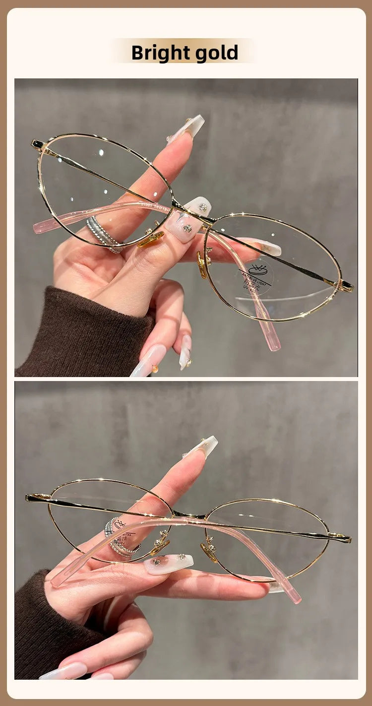 Oval Metal Anti Blue Light Glasses for Women | Stylish Progressive Eyewear