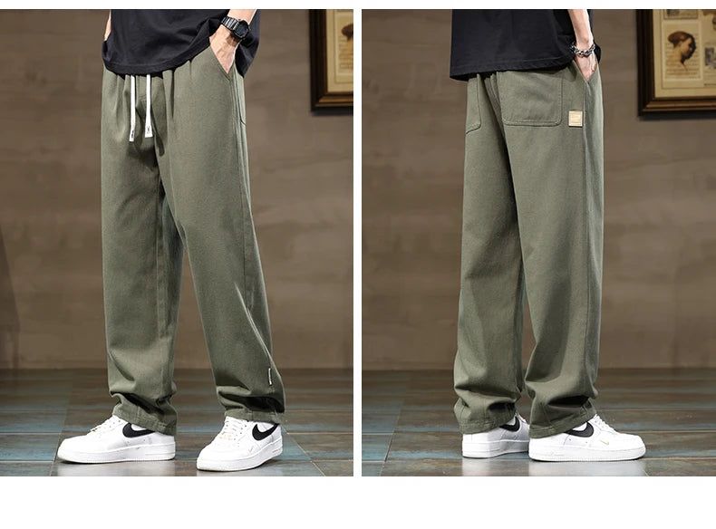 Comfortable Loose Men's Trousers | 100% Cotton Khaki Pants