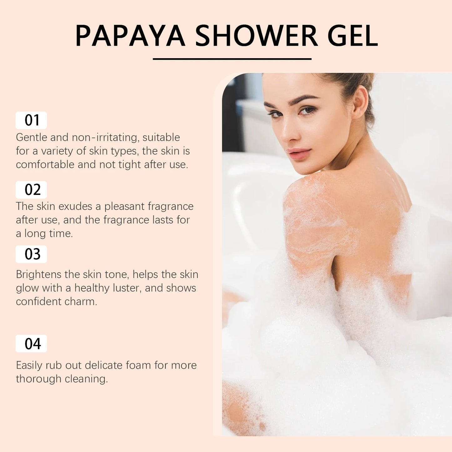Whitening Papaya Shower Gel | Smoothing Cleansing Body Wash