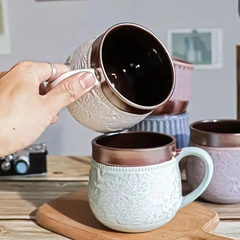 Large Capacity Retro Ceramic Mug | Hand Warmer Coffee Cup