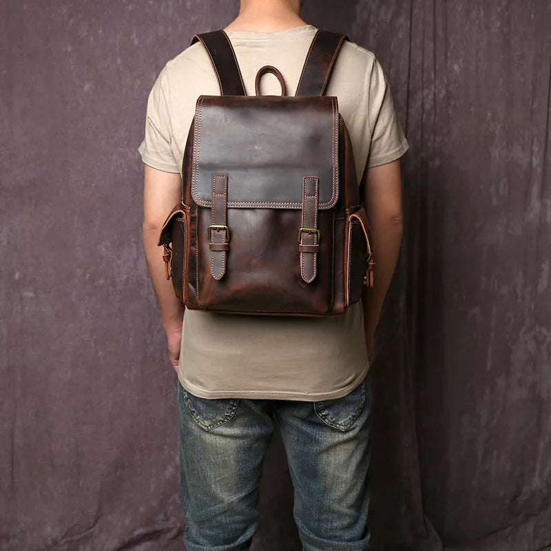 Handmade Leather Men's Backpack | Stylish Cowhide Computer Bag