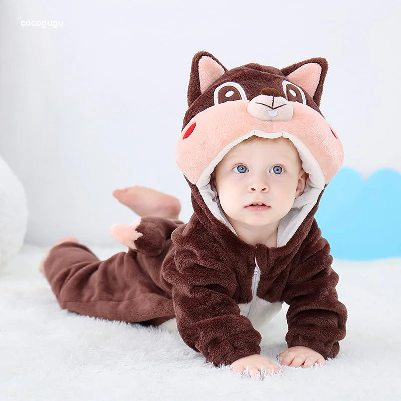 Cute Flannel Baby Romper | Cozy Hooded Pajama for Newborns