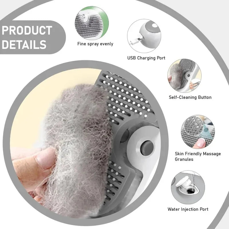 3-in-1 Electric Grooming Comb for Cats & Dogs | Steam Massage Tool