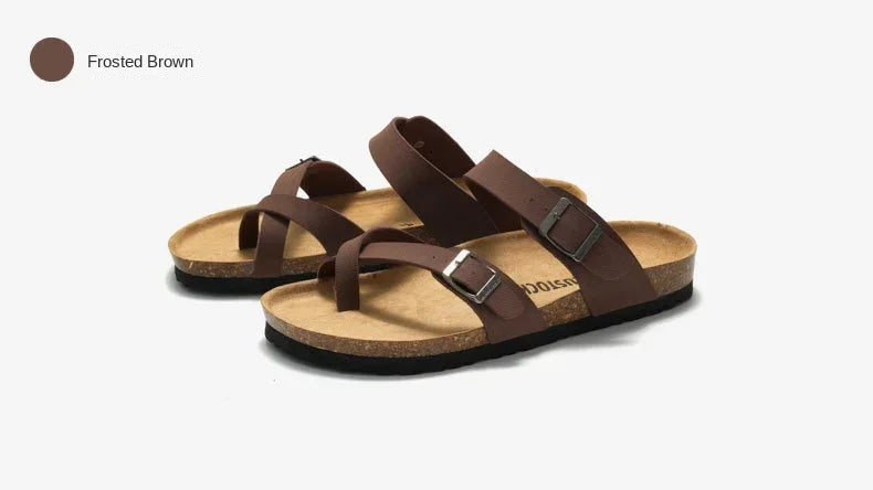 Men's Non-Slip Slippers with Cork Metal Buckle | Waterproof Outdoor Wear