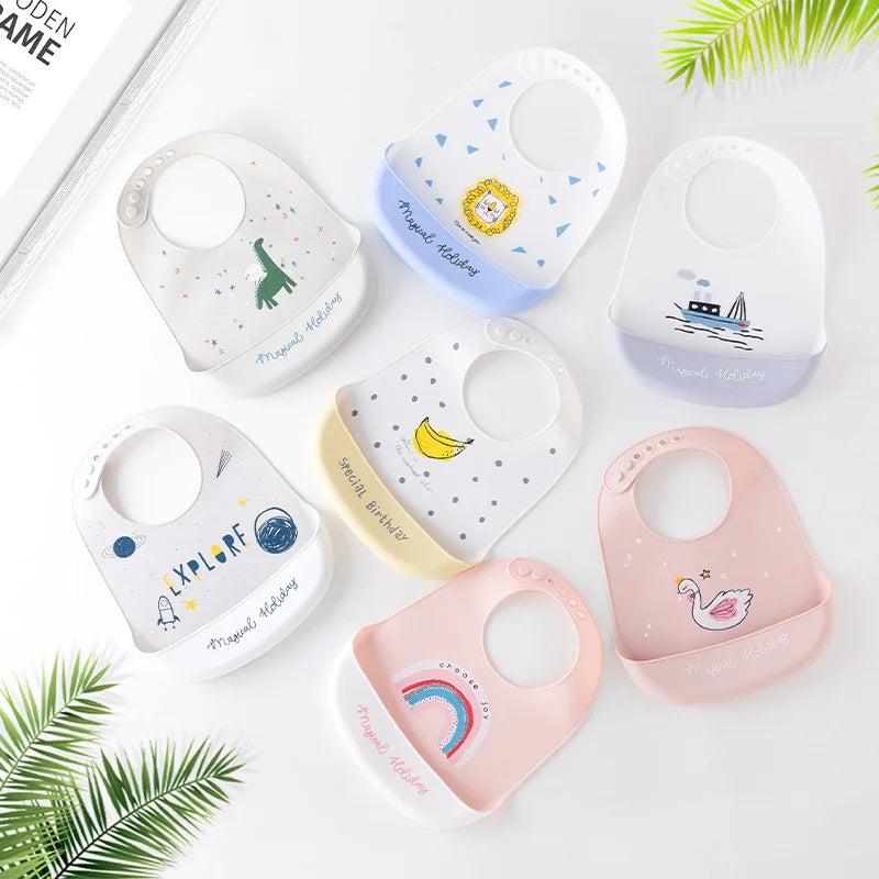 Waterproof Silicone Baby Bibs | Adjustable Cute Feeding Aprons