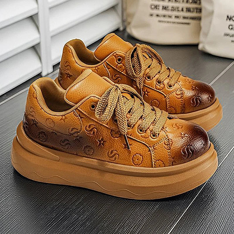 Men's Retro High-Street Leather Sneakers | Stylish Casual Shoes