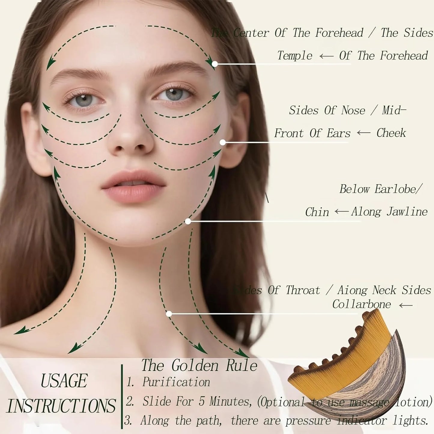 Facial Massager Lymphatic Contour Face Brush | Reduce Puffiness