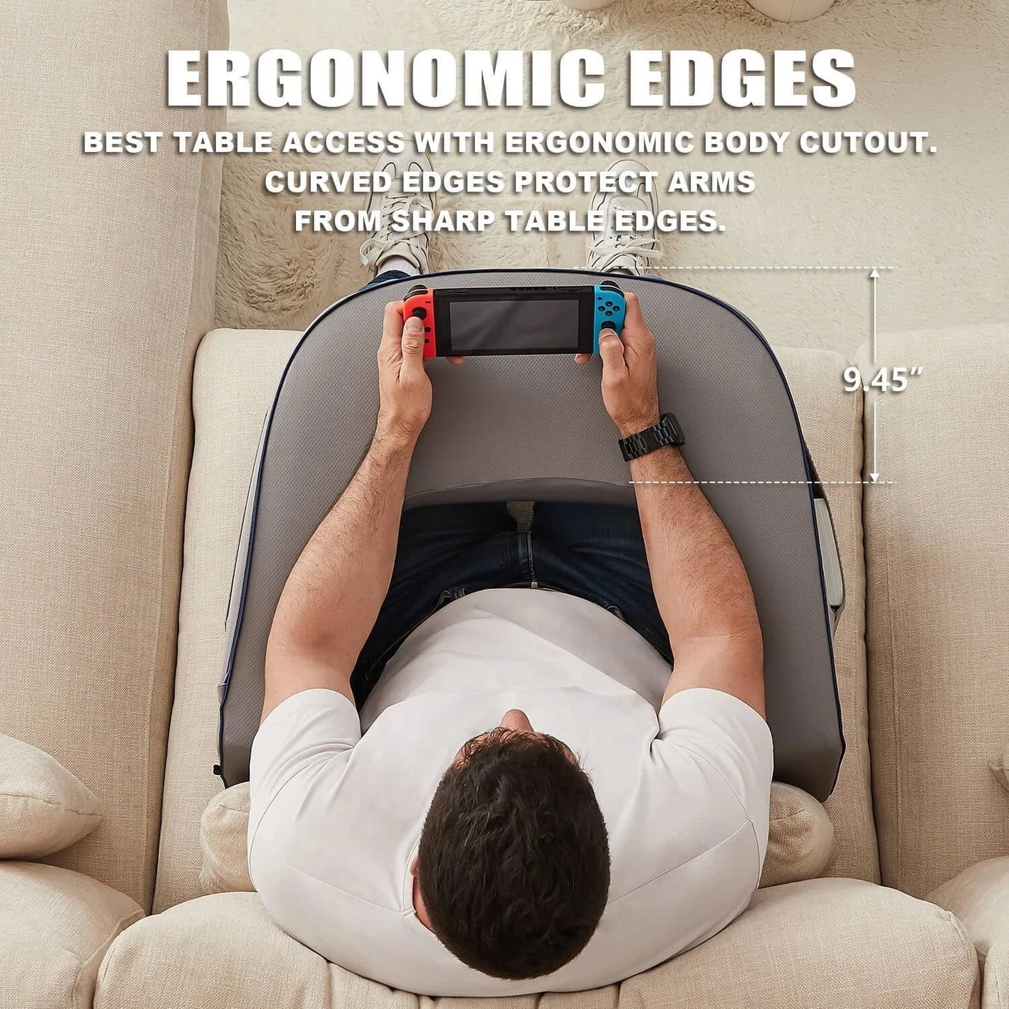 Memory Foam Bed Rest & Gaming Lap Pillow — Reading Pillow with Armrests for Bed, Sofa & Floor Comfort Support