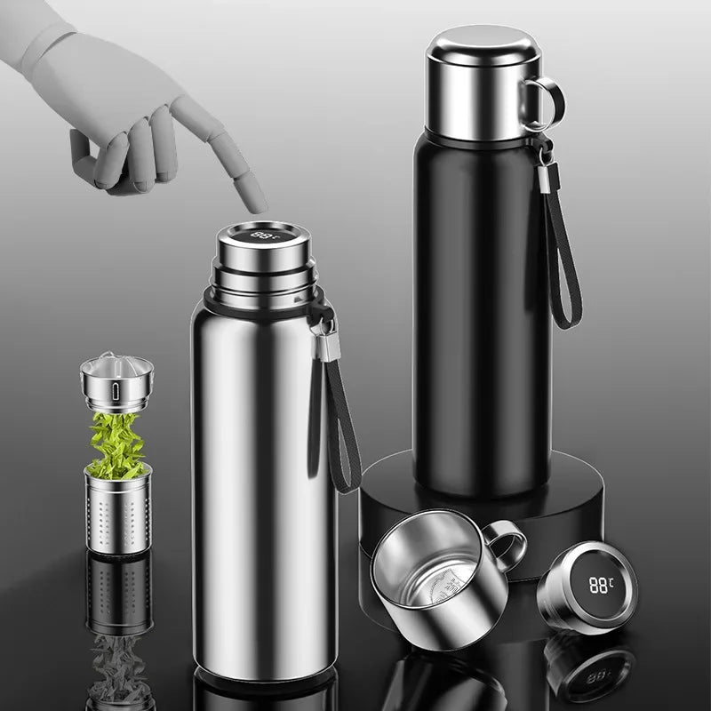 Large Capacity Insulated Stainless Steel Thermos with Temperature Display