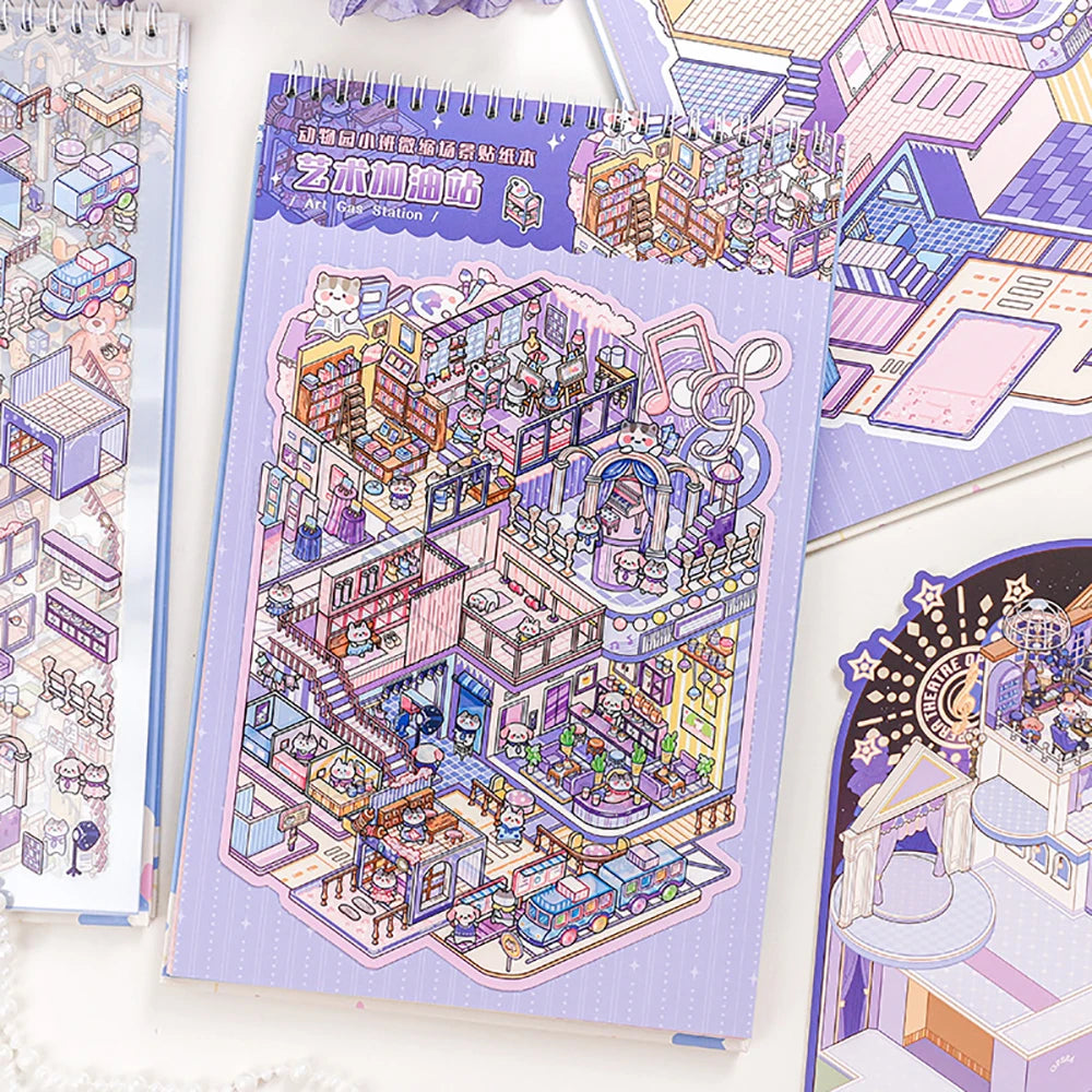 20 Pcs Large Miniature Scene Sticker Book | 3D DIY Stickers