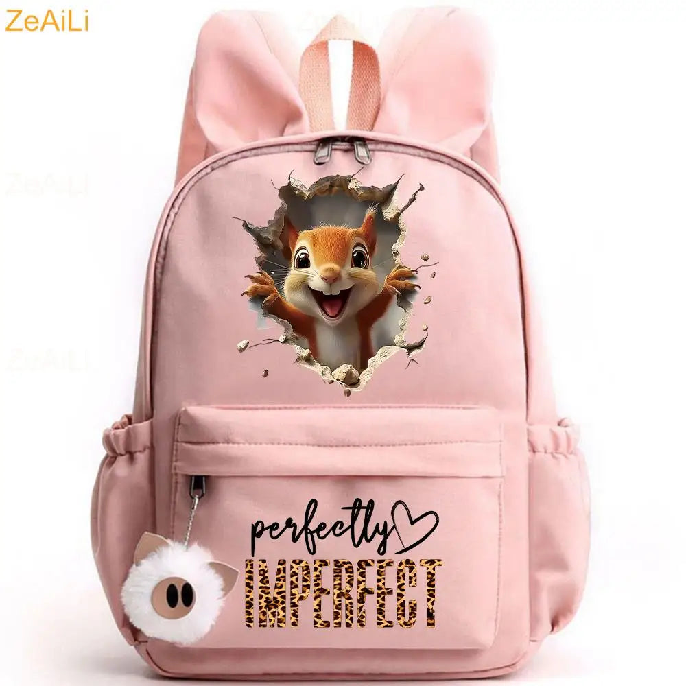 Retro Wolf Head Paw Backpack | Stylish Casual School Rucksack