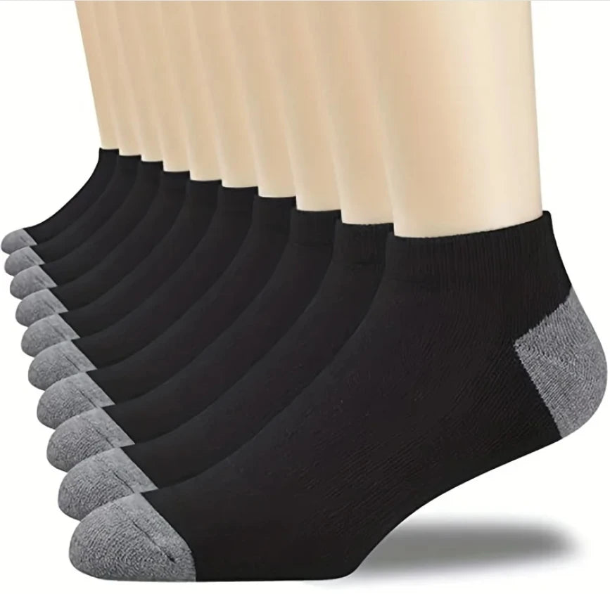10 Pairs Men’s Cotton Short Socks | Breathable Low-Cut Ankle Socks