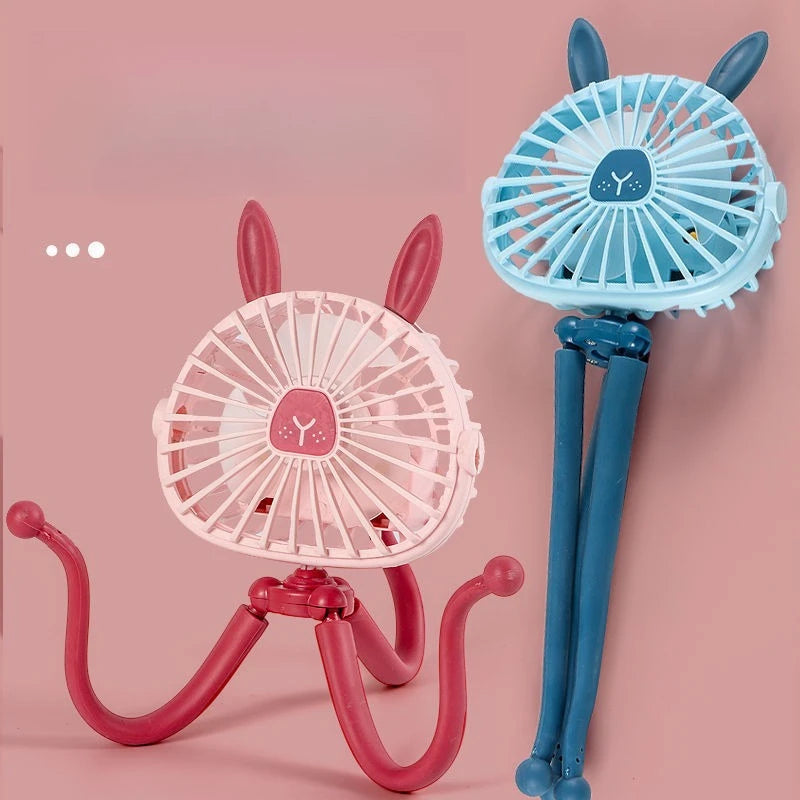 Mini Portable Bunny Stroller Fan | Rechargeable & 360° Rotate