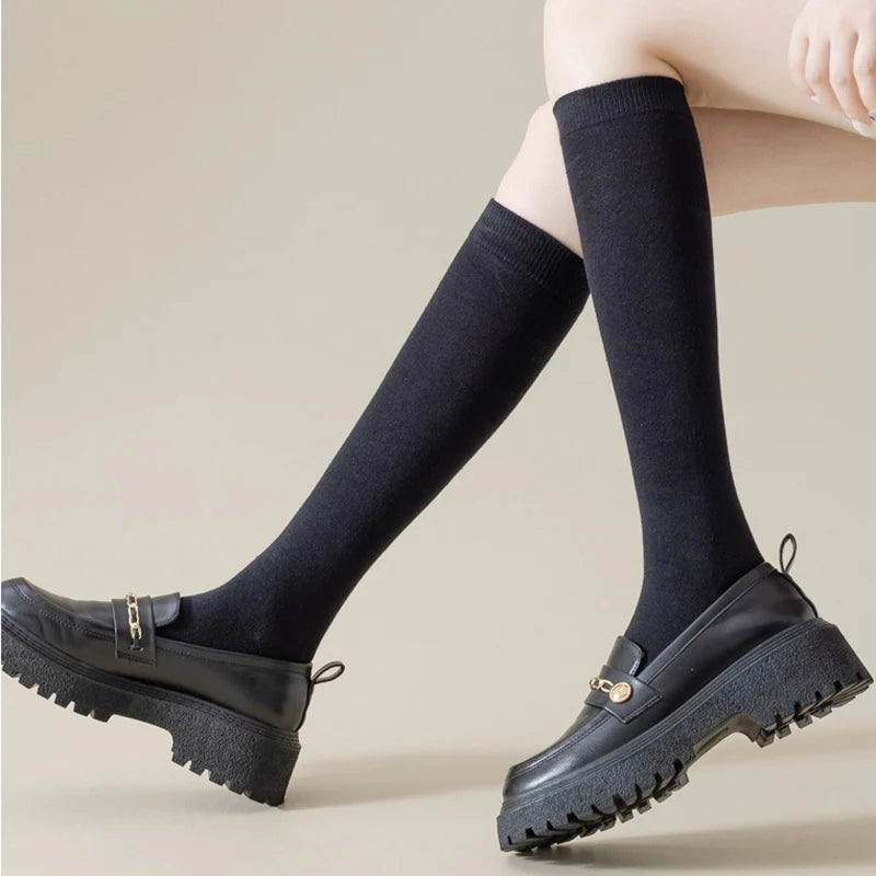 Trendy Women's Long Socks | Stylish Below-Knee Cotton Comfort