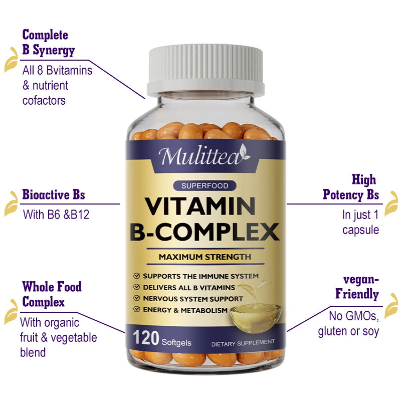 3X Complex Vitamin B Supplements for Stress Relief & Energy Support
