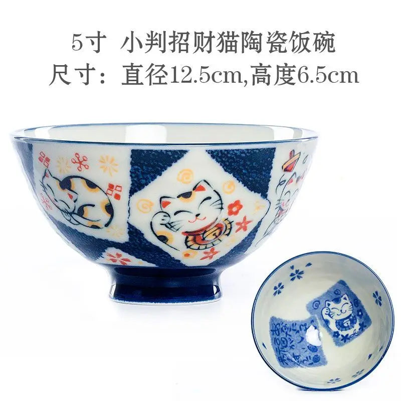 Cute Animal Ceramic Bowls | Adorable Lucky Cat Rice Bowl