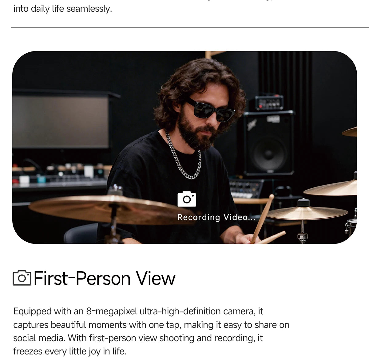 AI Smart Glasses with Real-time Translation and 800W Camera