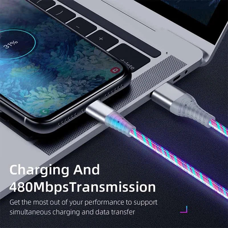 Glowing LED Fast Charging Data Cord | Type C & Micro USB Cable