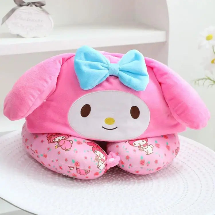 Kawaii Kitty Style Hooded U-Shaped Neck Pillow | Travel Nap Pillow