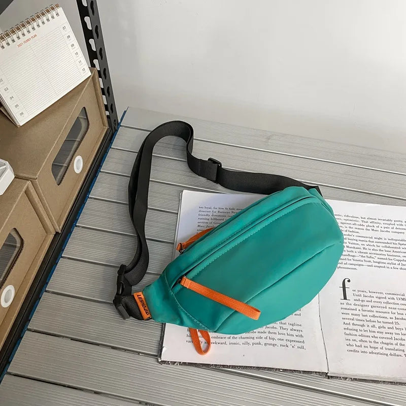 Street Casual Hip Hop Sport Fanny Pack Men Women Waterproof Functional Crossbody Bag Fashion Motorcycle Chest Bag Green Orange