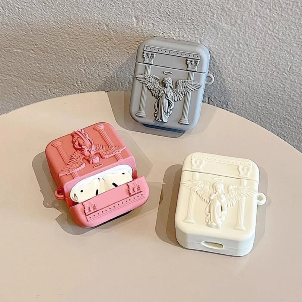 Bonito Forro de Silicona para Auriculares con Ángel Orante | Protección con Estilo