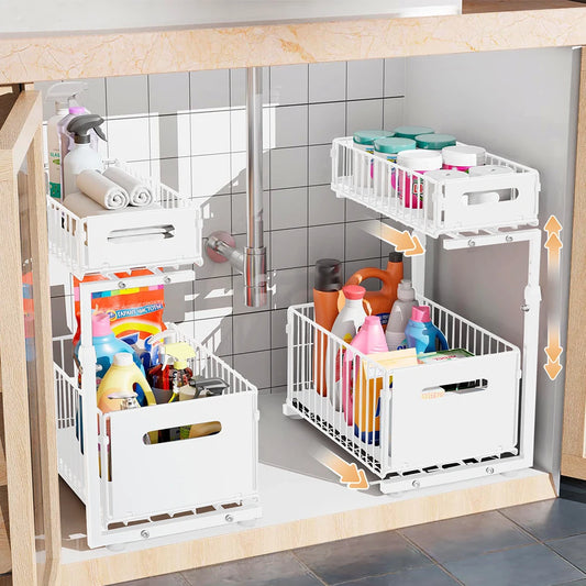 2 Tier Under Sink Organizer | Adjustable Storage Solution