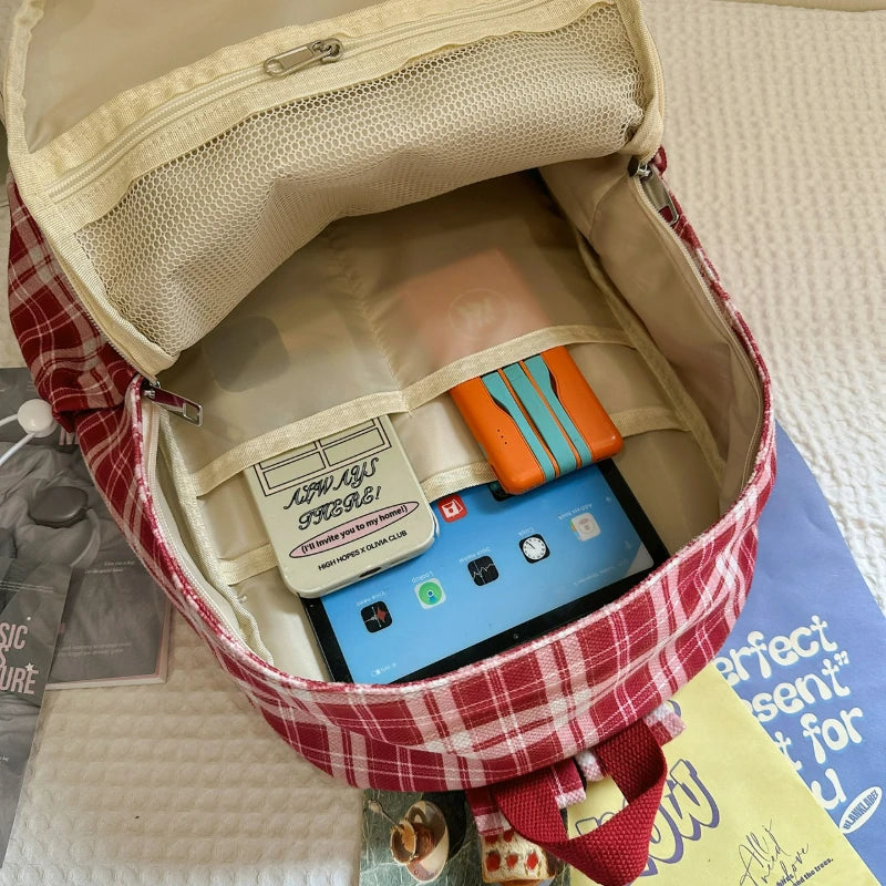 Large Capacity Plaid Backpack | Versatile Travel & School Bag