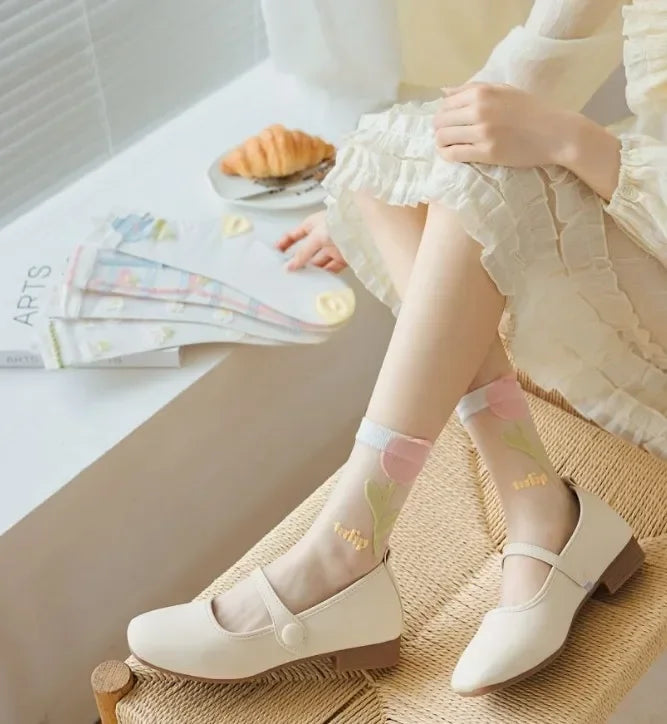 Women's Crystal Silk Socks | Ultra-Thin Breathable Lace Socks