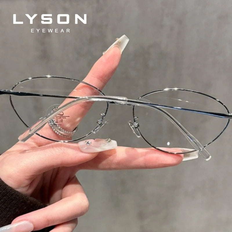 Oval Metal Anti Blue Light Glasses for Women | Stylish Progressive Eyewear