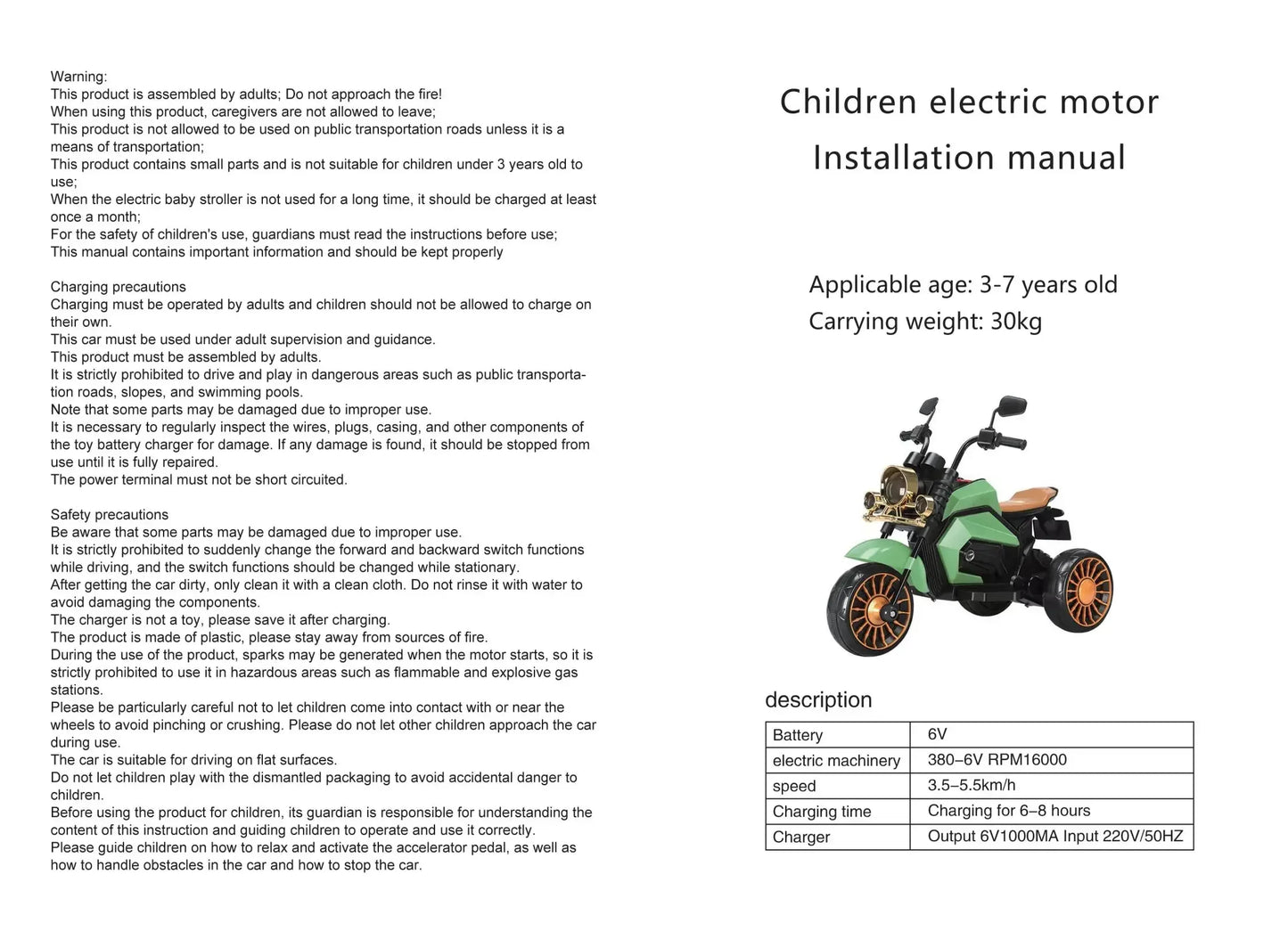 Kids Electric Motorcycle Toy | Safe Ride-On with Music & Lights
