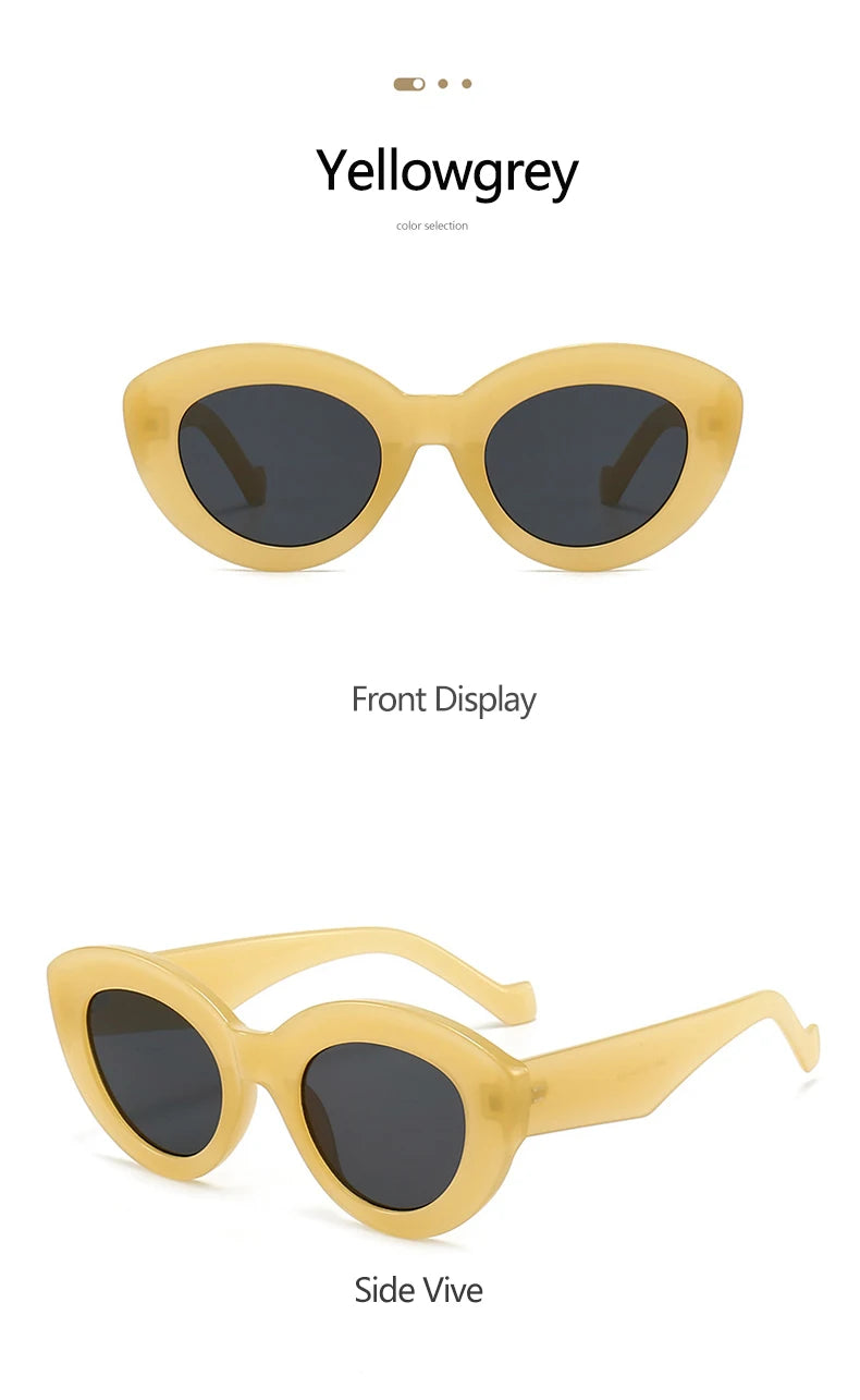 Vintage Thick Frame Oval Cat Eye Sunglasses | Trendy Street Style