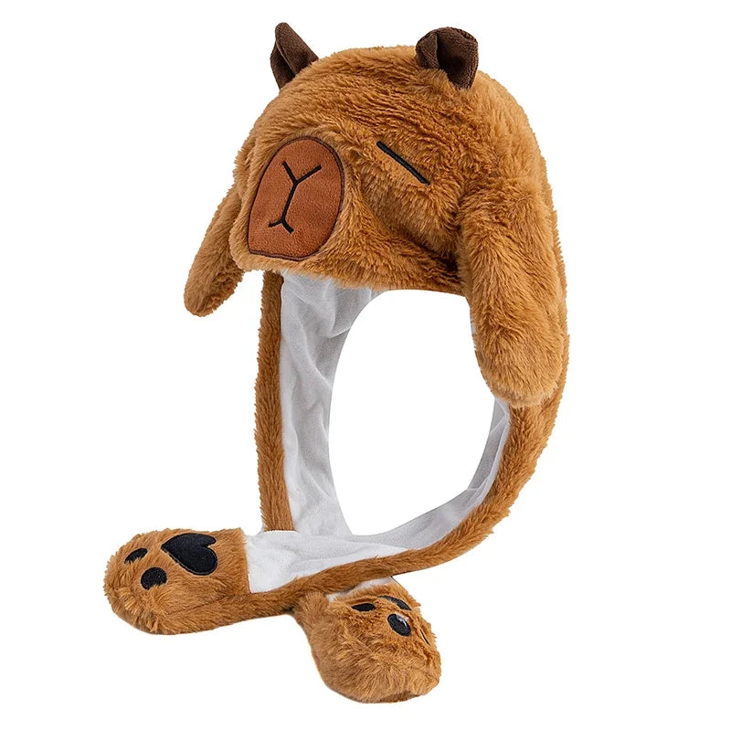 Women's Cute Capybara Ear Moving Beanie | Funny Plush Winter Hat