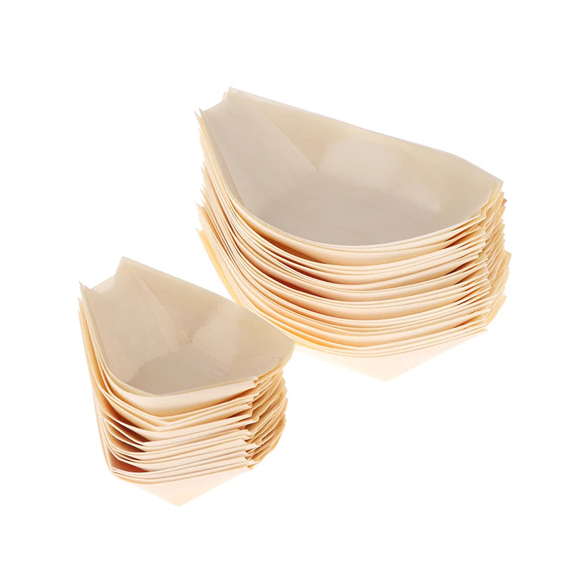 50 Platos Desechables de Madera para Sushi | Elegante Experiencia Culinaria
