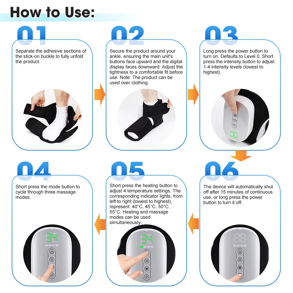 Wireless Air Pressure Ankle Massager | Electric Heating & Vibration
