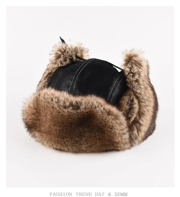 Plus Size Faux Fur Bomber Hat | Winter Windproof Trapper Cap