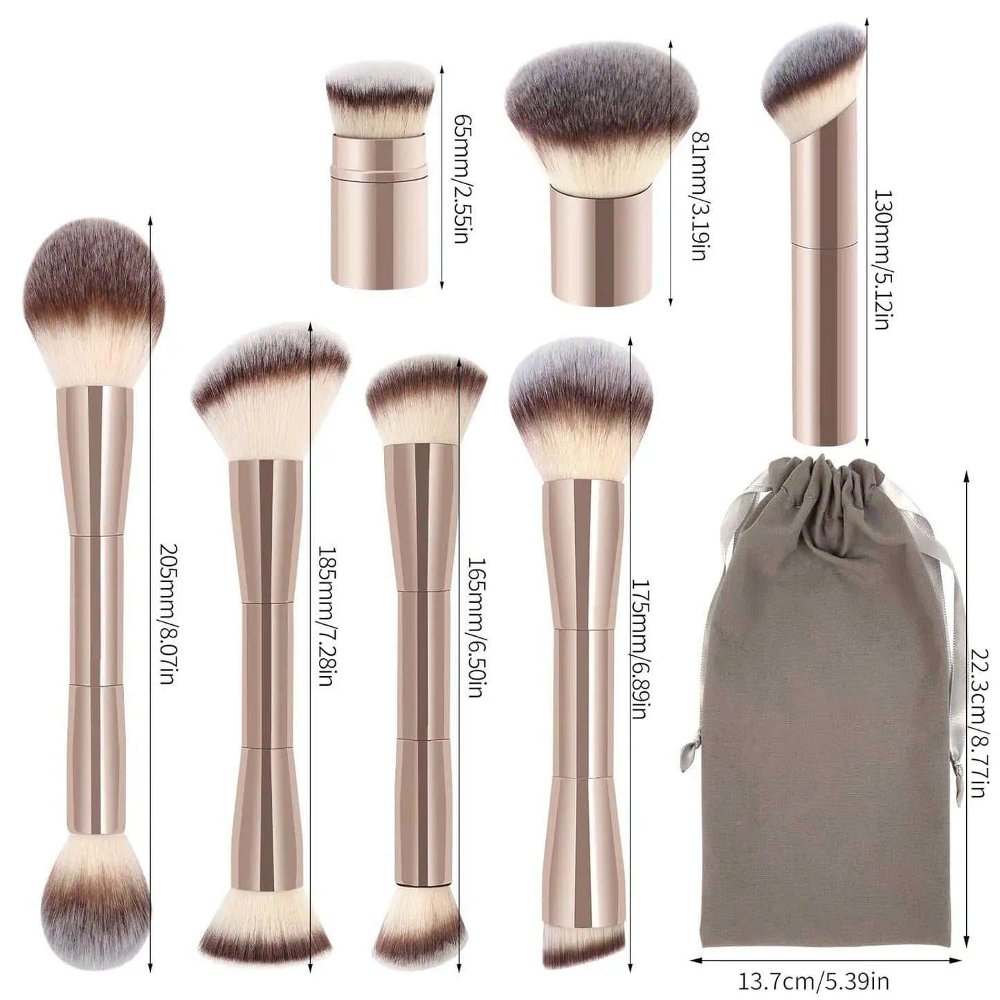 7pcs Double Sided Kabuki Makeup Brush Set | Flawless Finish