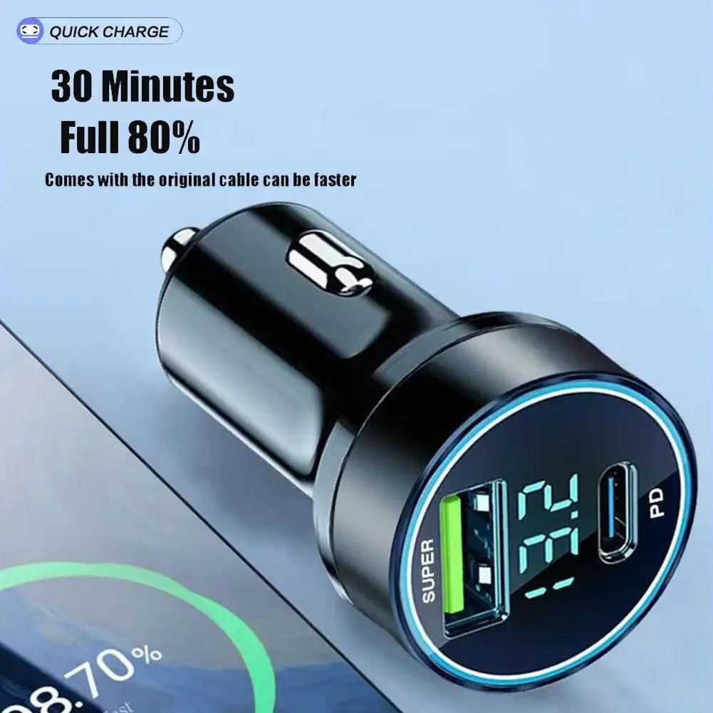 20W Super Fast Car Charger | Dual USB Type-C Adapter for All Devices