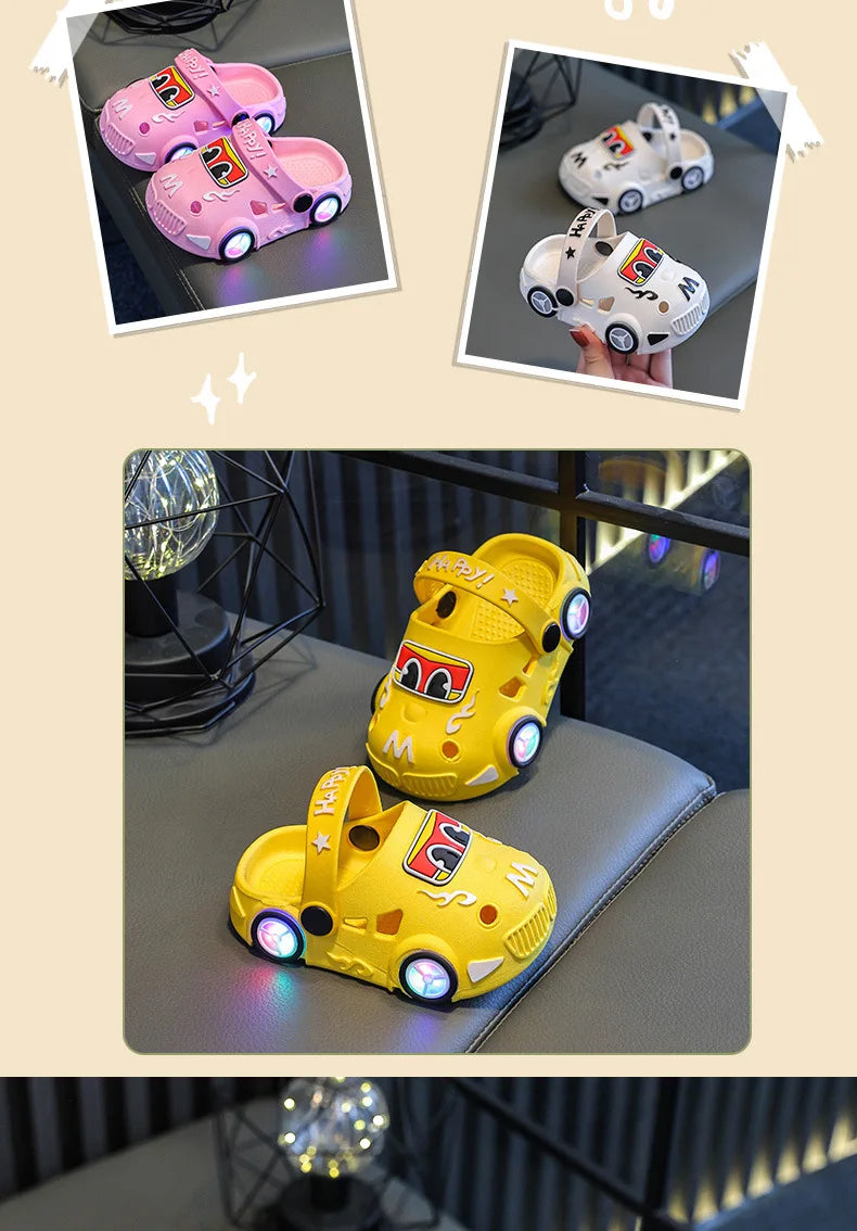 Children's Car Shaped Light Up Slippers | Fun Summer Footwear