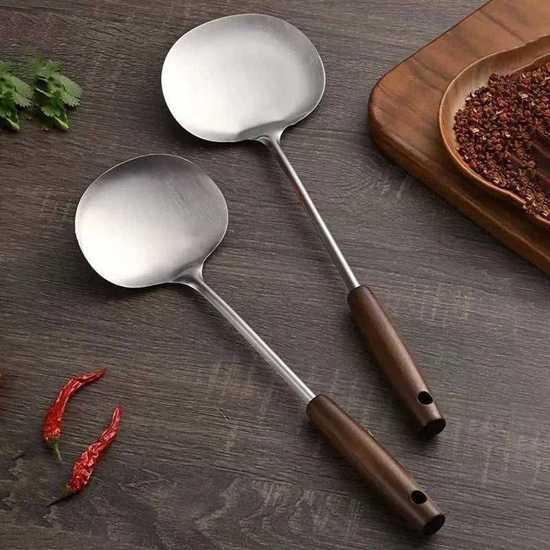 Stainless Steel Wok Spatula with Wooden Handle | Versatile Cooking Utensil