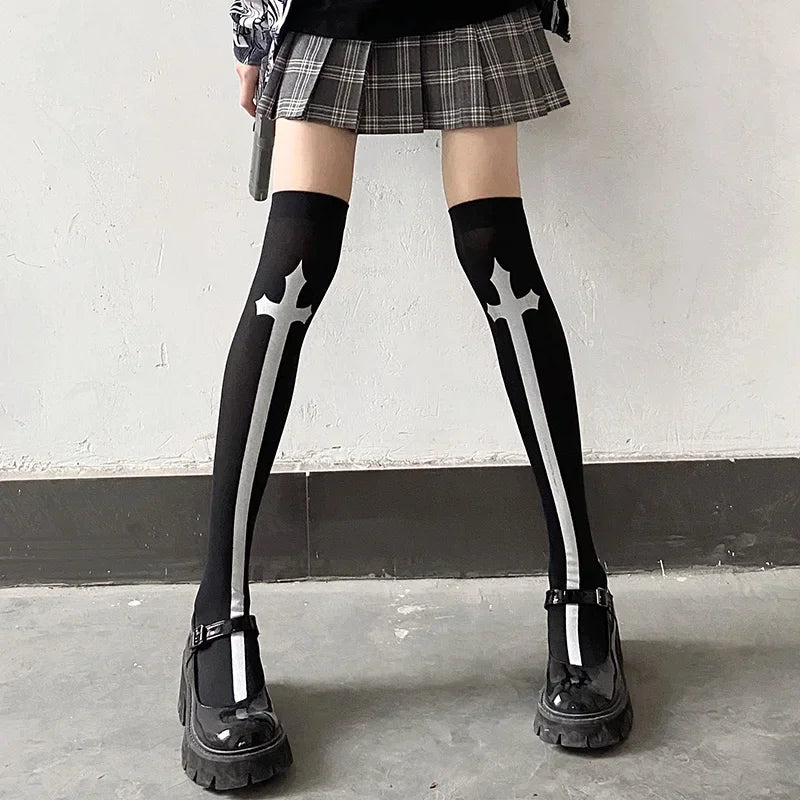 Punk Skull Stockings & Gloves Set | Gothic Cosplay Accessories